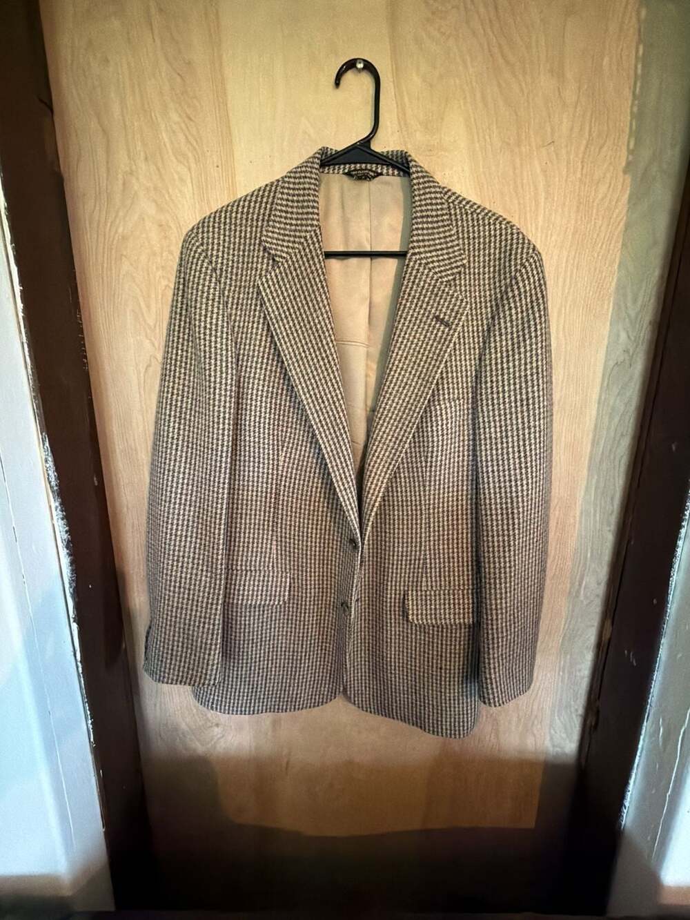 Albert J. Lussier The Country Squire Men's Houndstooth 100% Camel Hair Blazer Sp